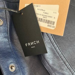 Navy Leather skirt NWT